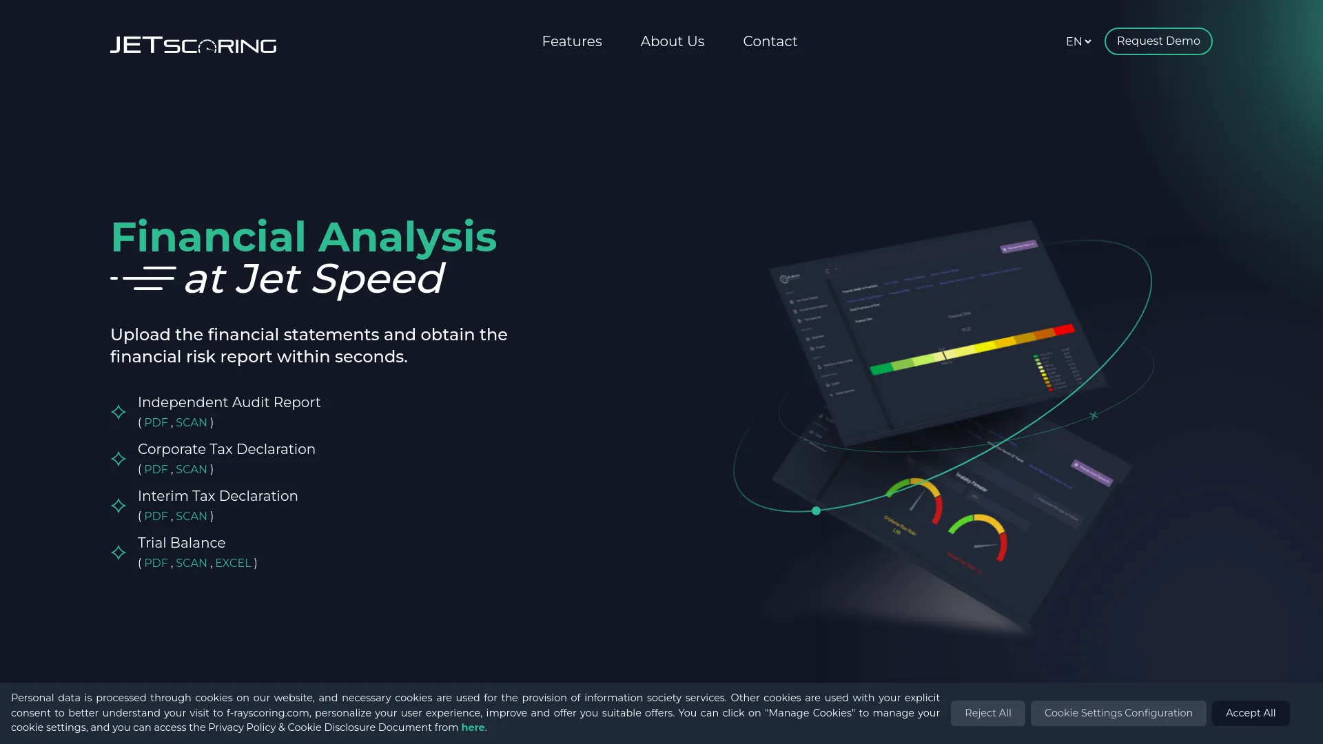 Screenshot of the F-RAY FinTech product page