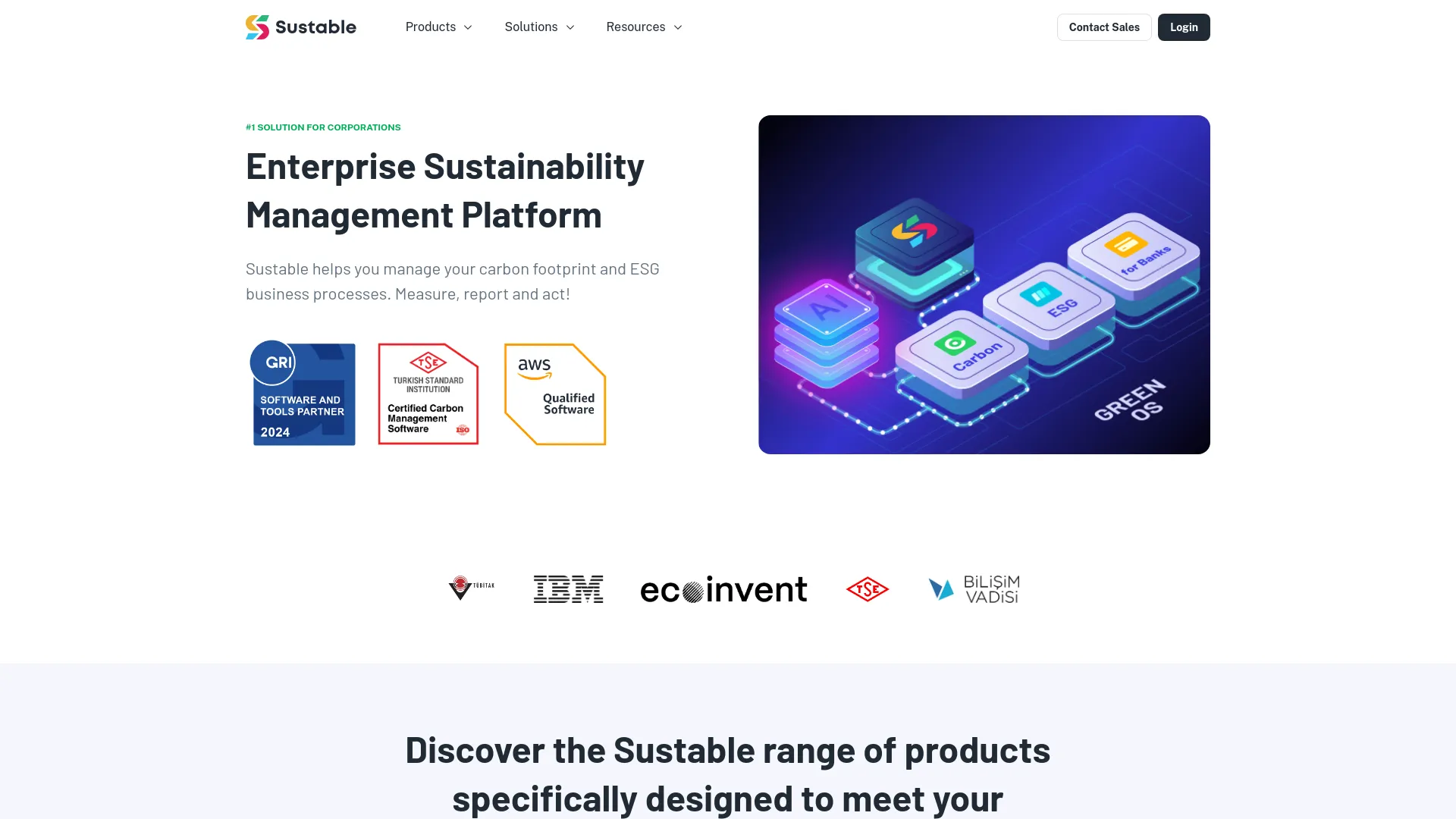 Screenshot of the Sustable product page
