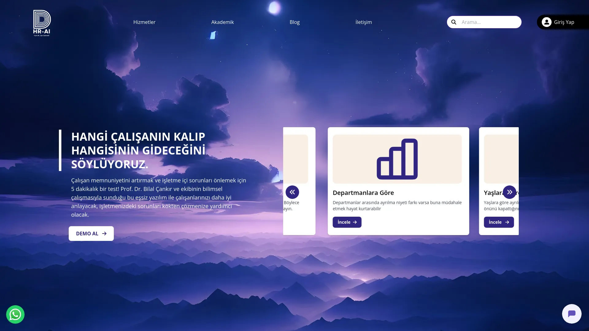 Screenshot of the HR-AI product page