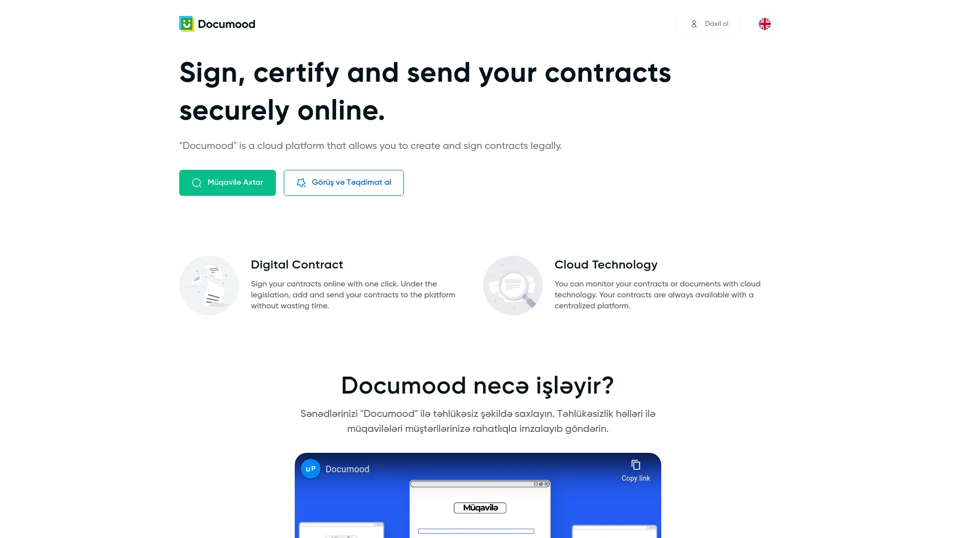 Screenshot of the Documood product page