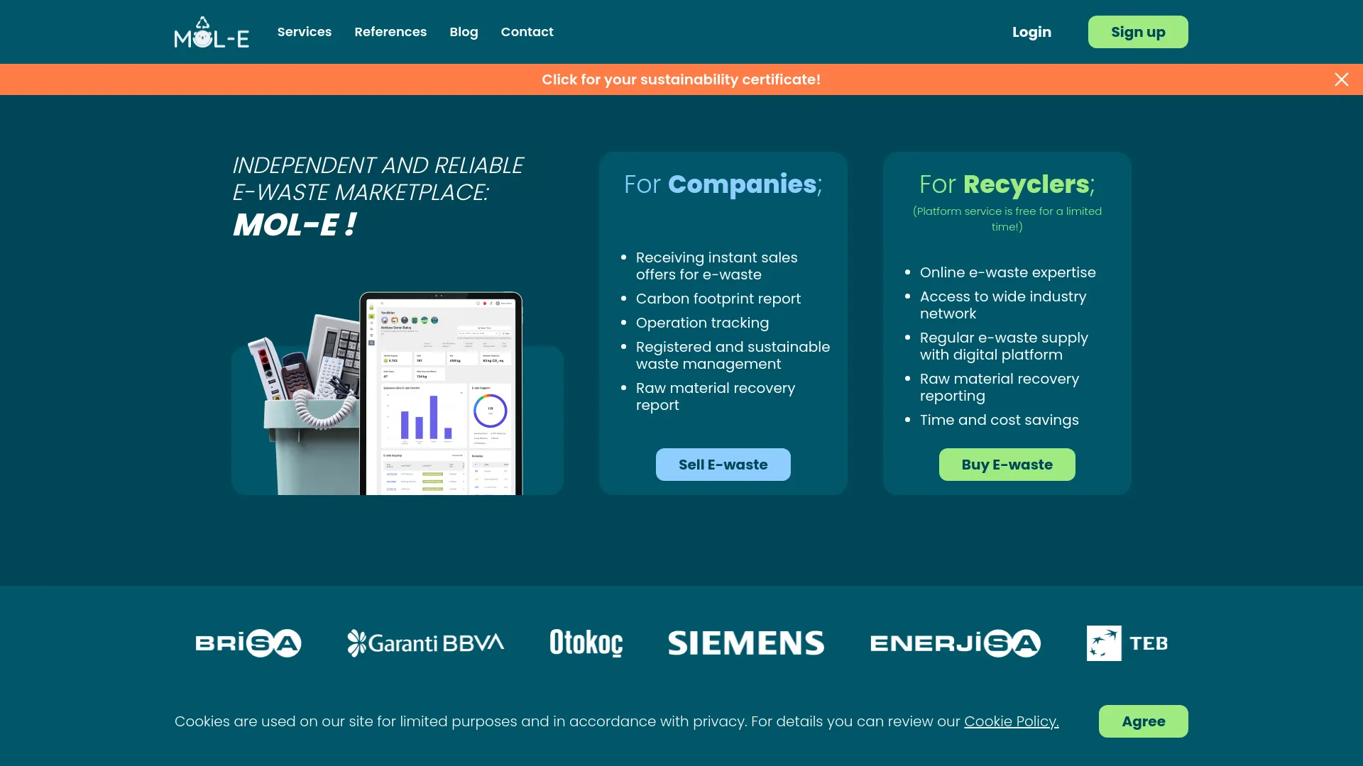 Screenshot of the Mol-e product page
