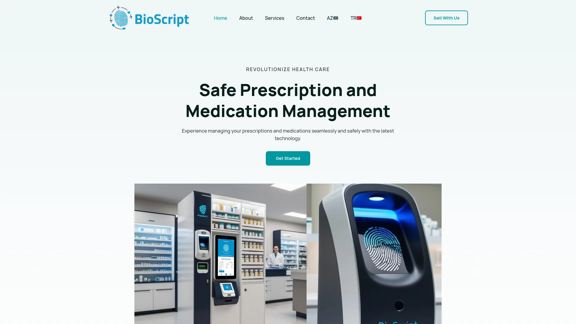 Screenshot of the BioScript product page