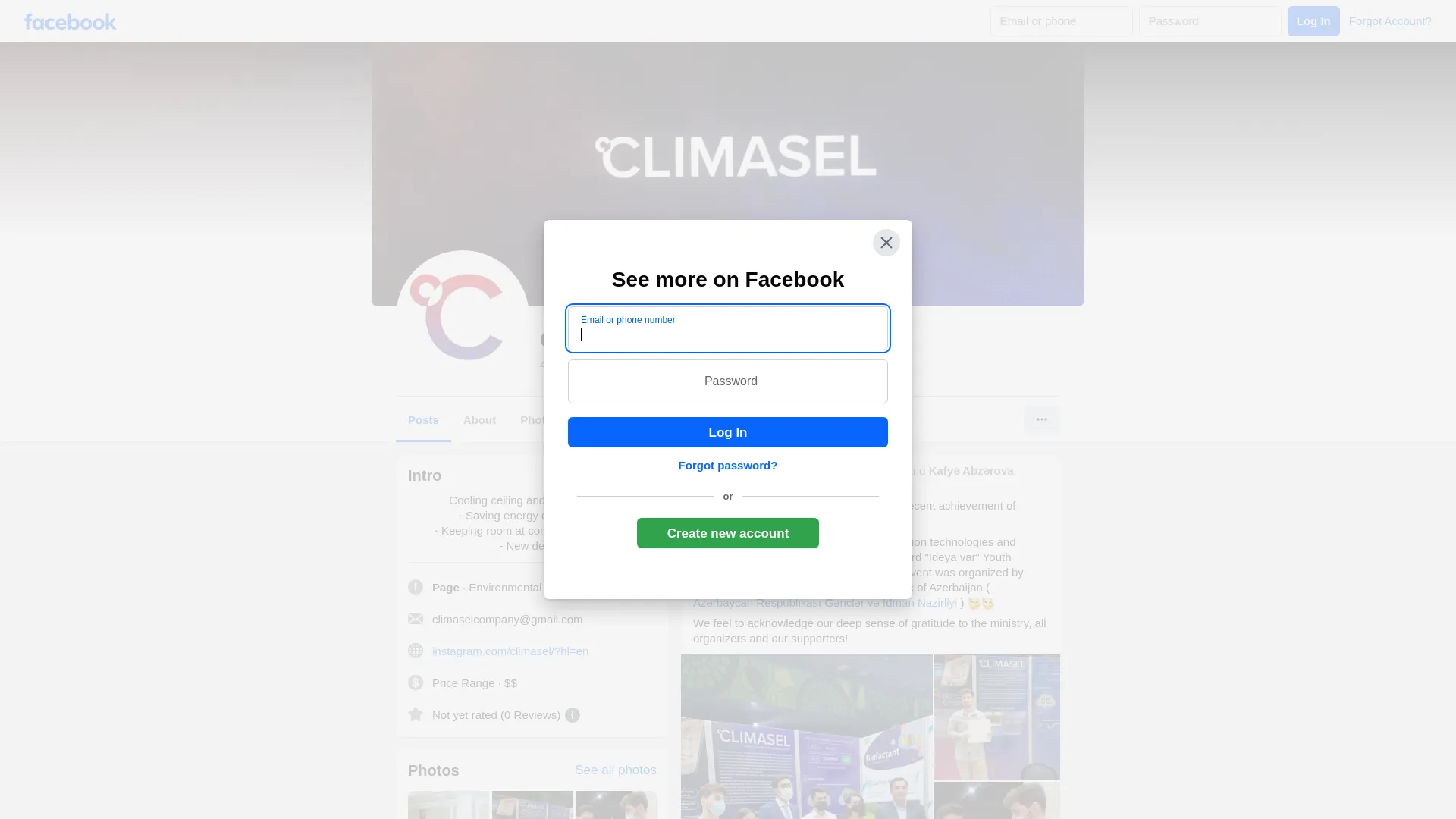 Screenshot of the Climasel product page