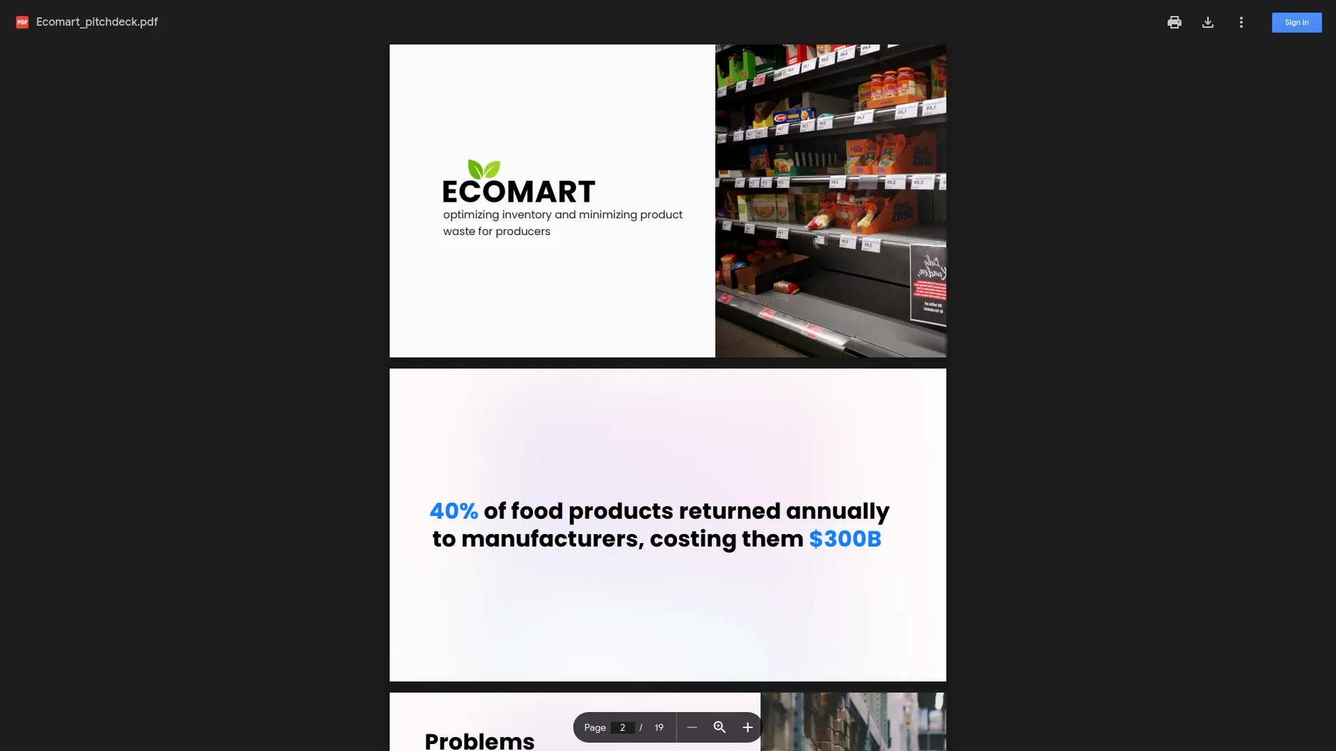 Screenshot of the Ecomart product page