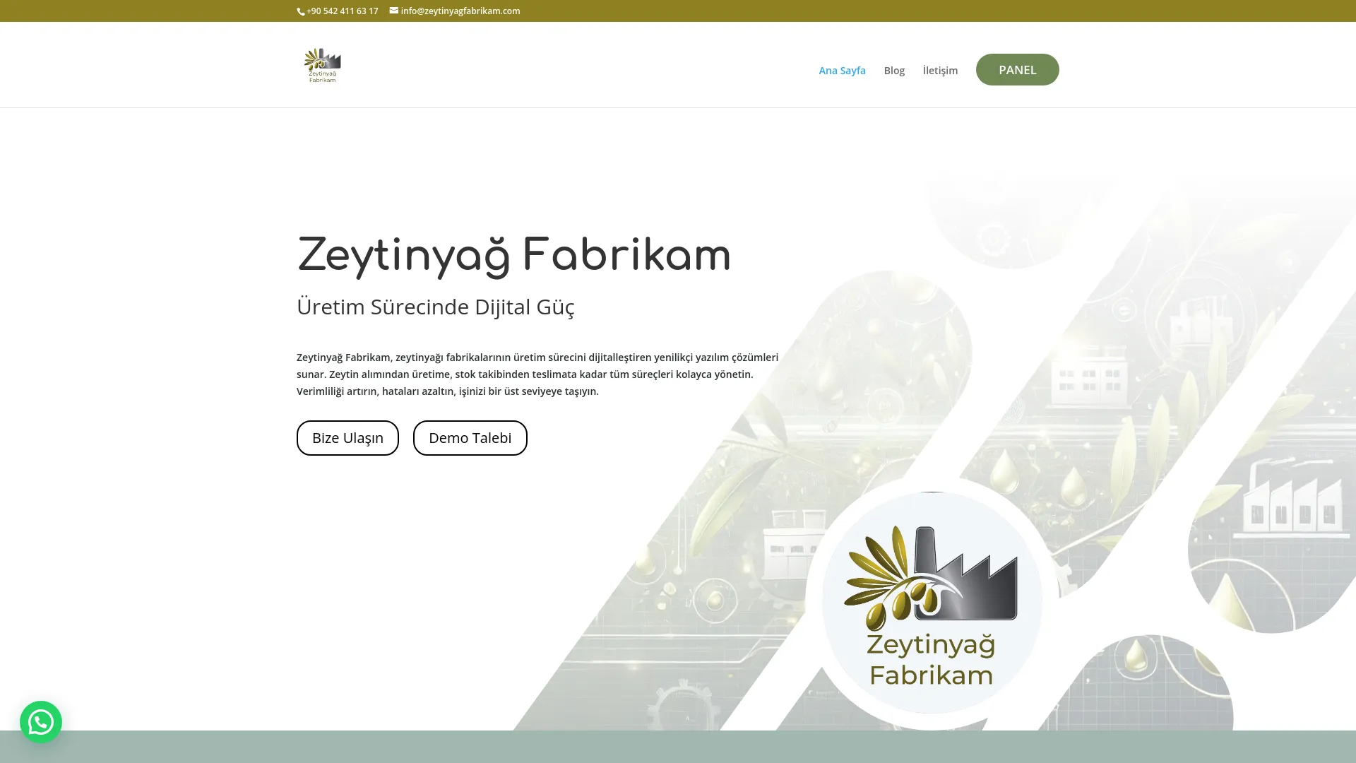 Screenshot of the Zeytinyağ Fabrikam product page