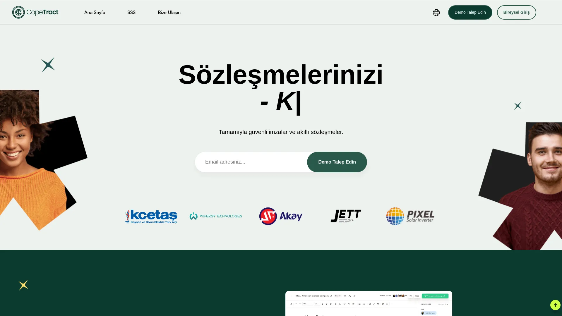 Screenshot of the Copetract product page