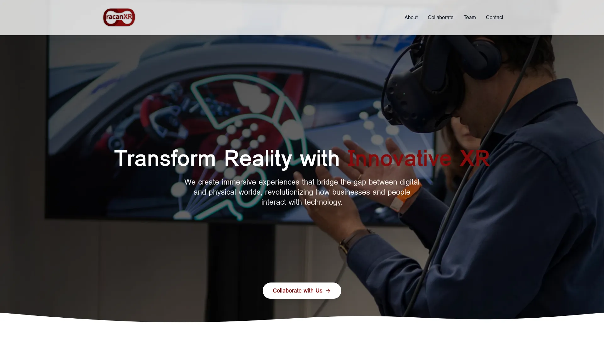 Screenshot of the CracanXR product page