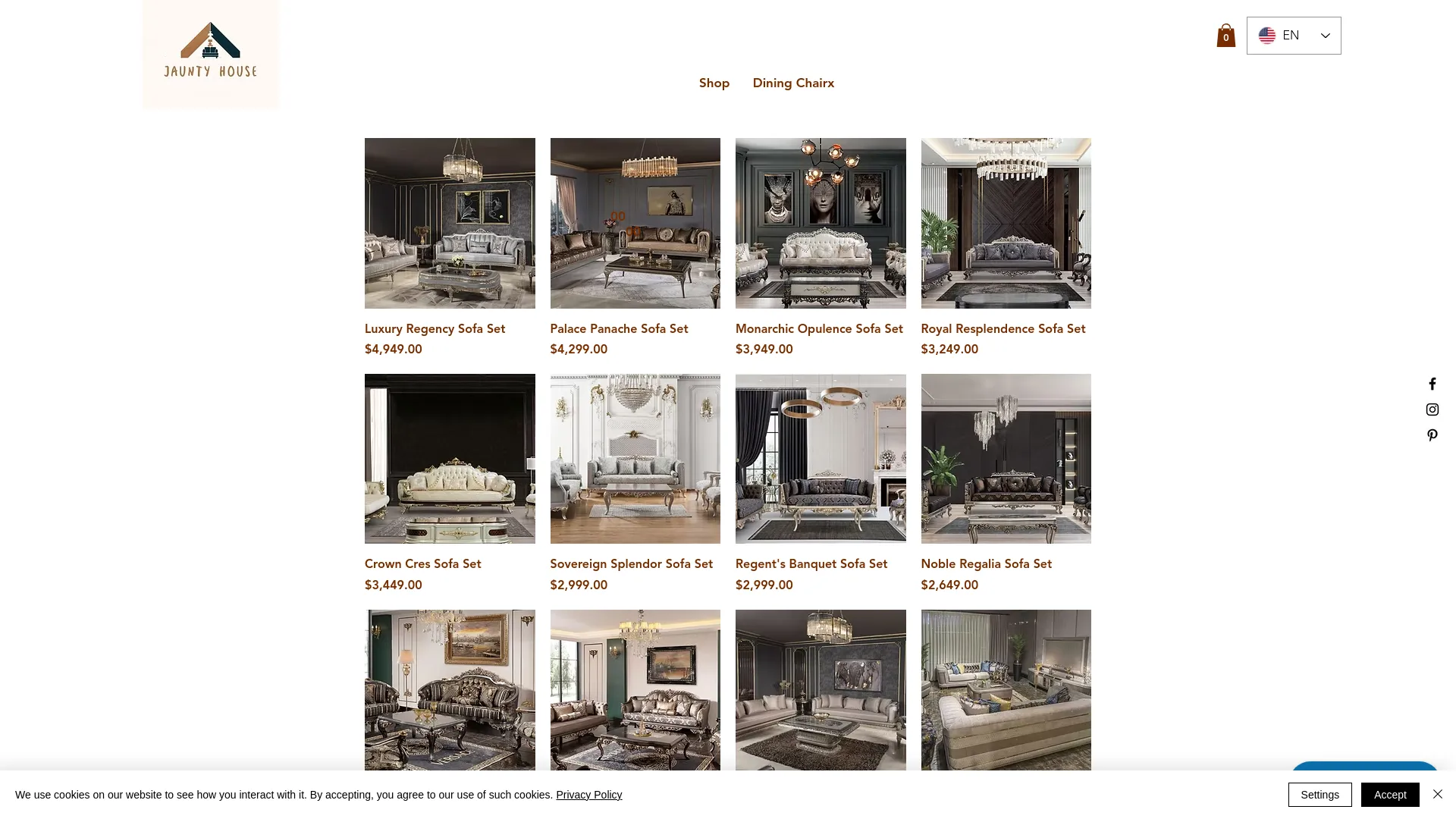Screenshot of the Jaunty House product page