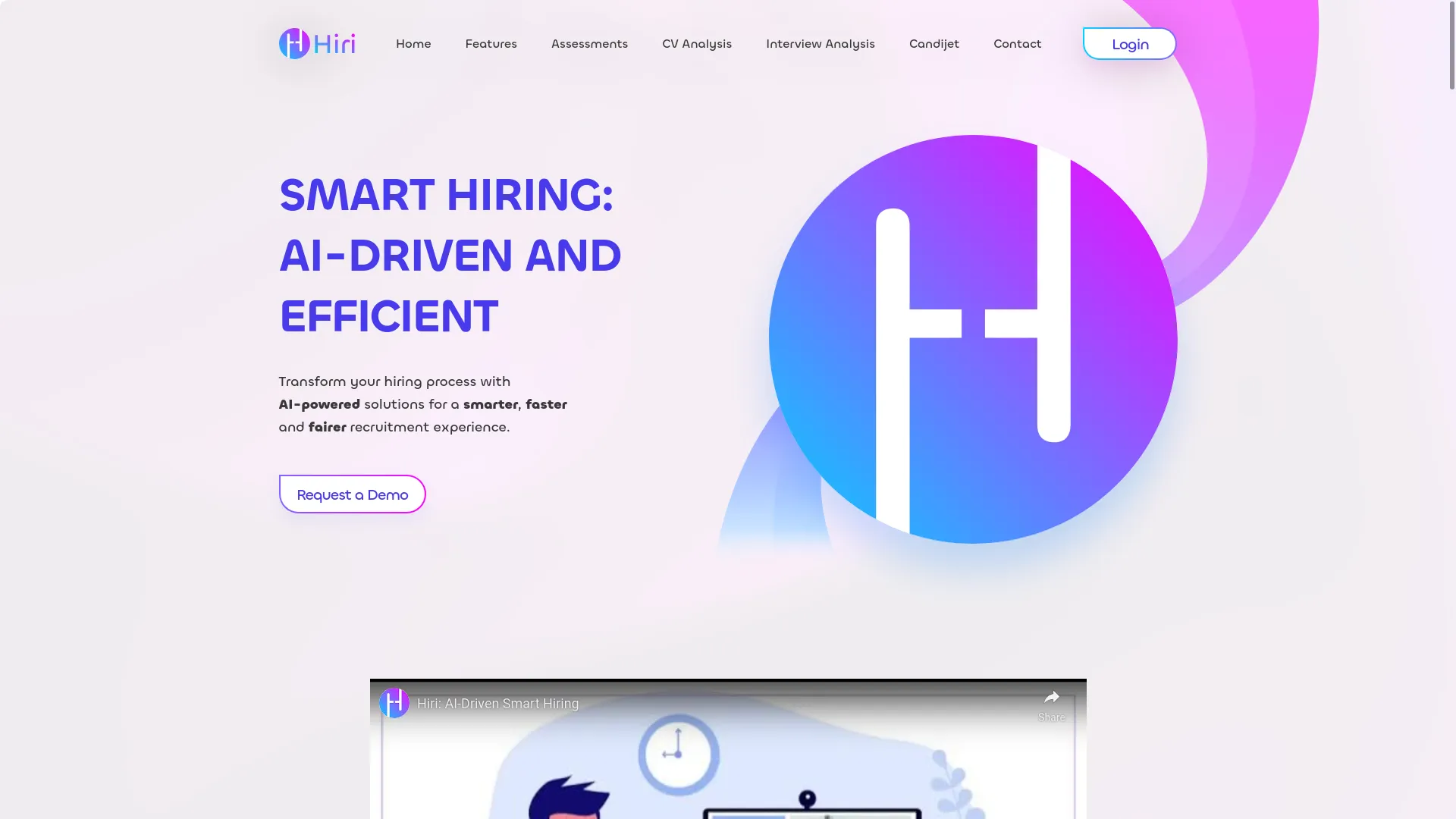 Screenshot of the hiri.ai product page