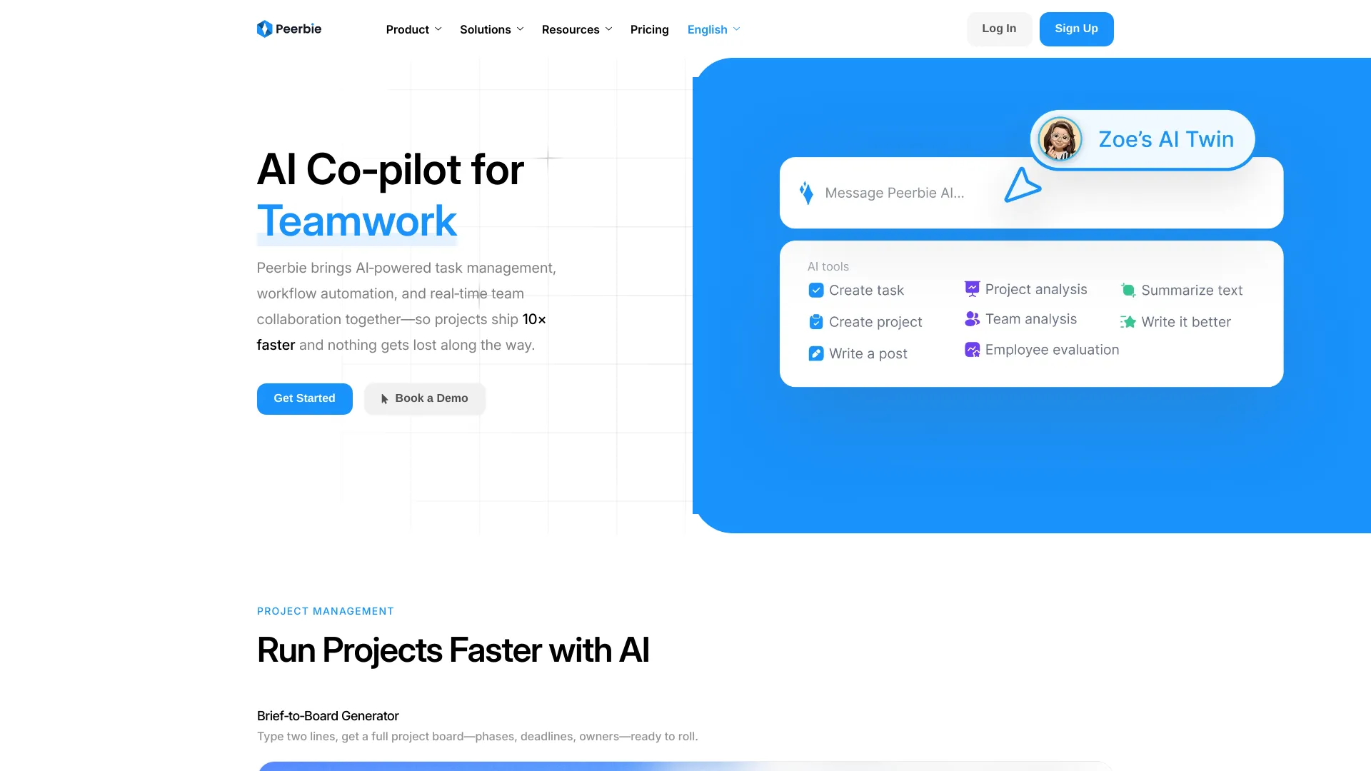 Screenshot of the PeerBie Inc product page