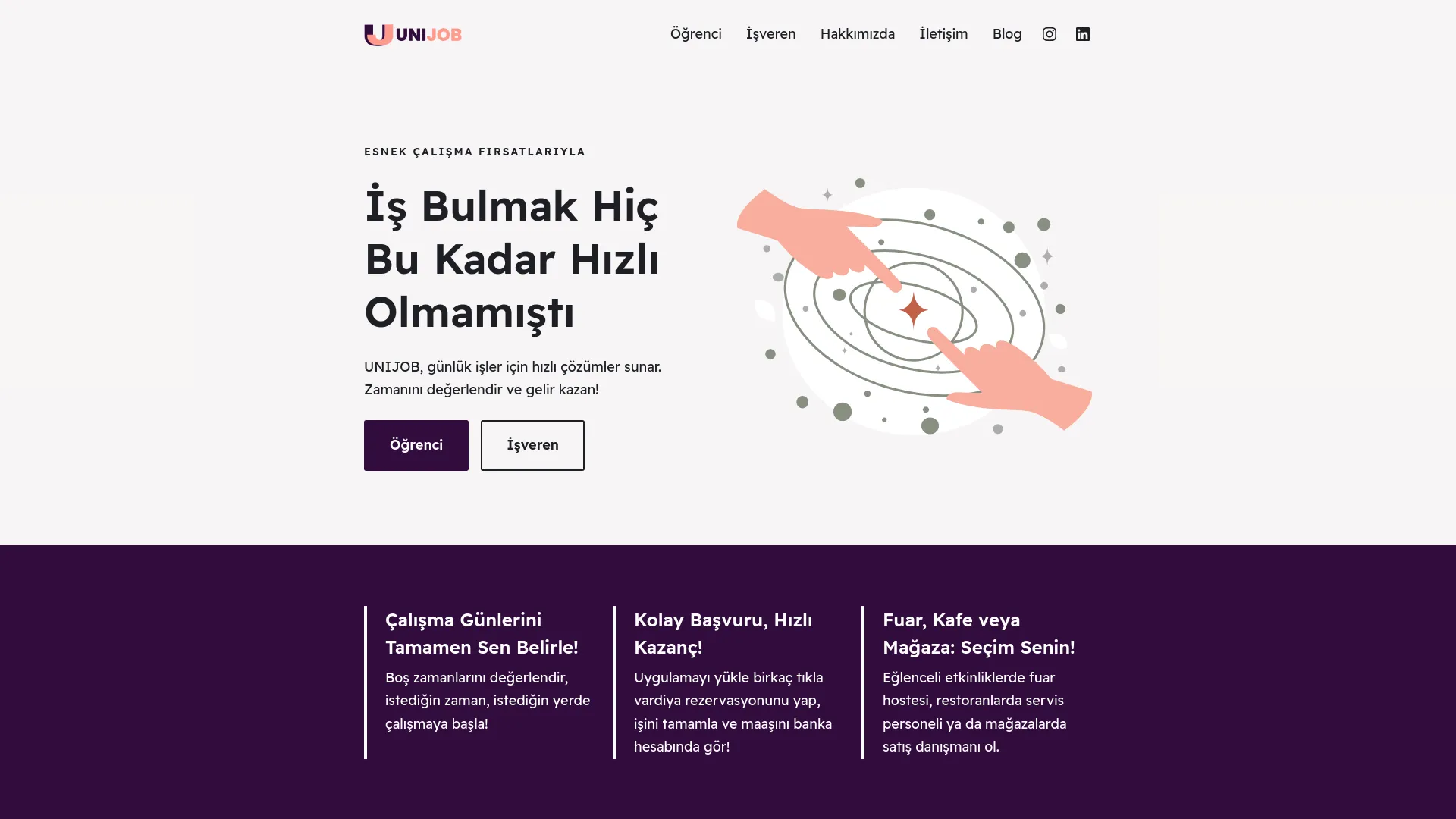 Screenshot of the UNIJOB product page