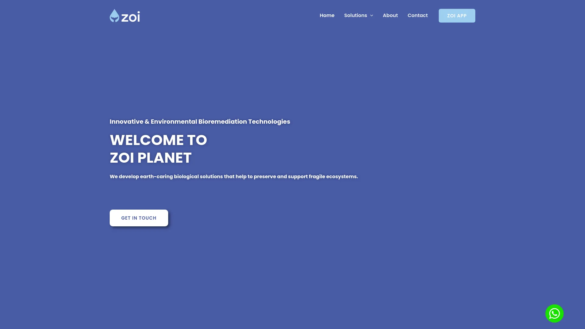 Screenshot of the Zoi Environmental Technologies product page