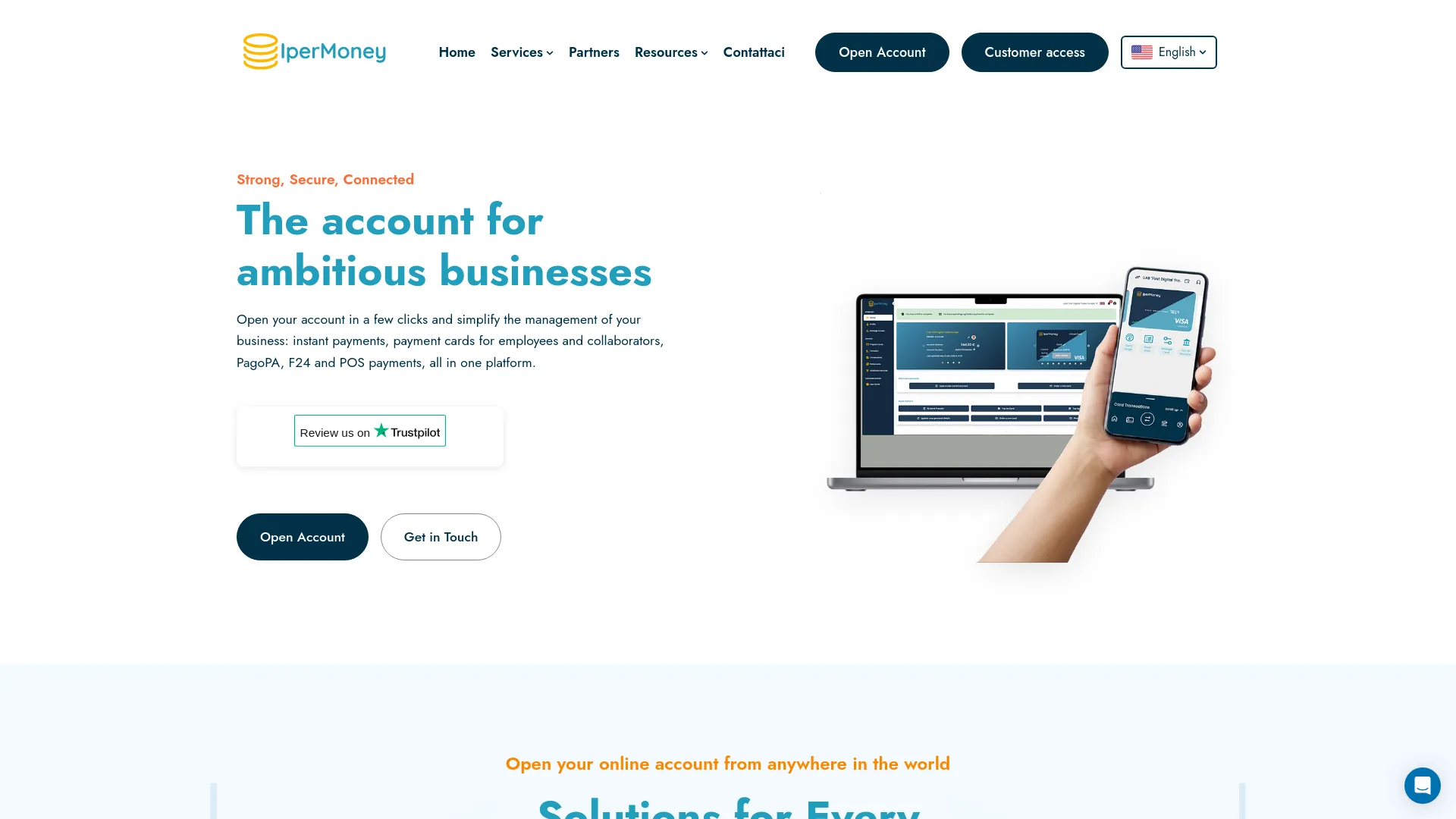 Screenshot of the Ipermoney product page