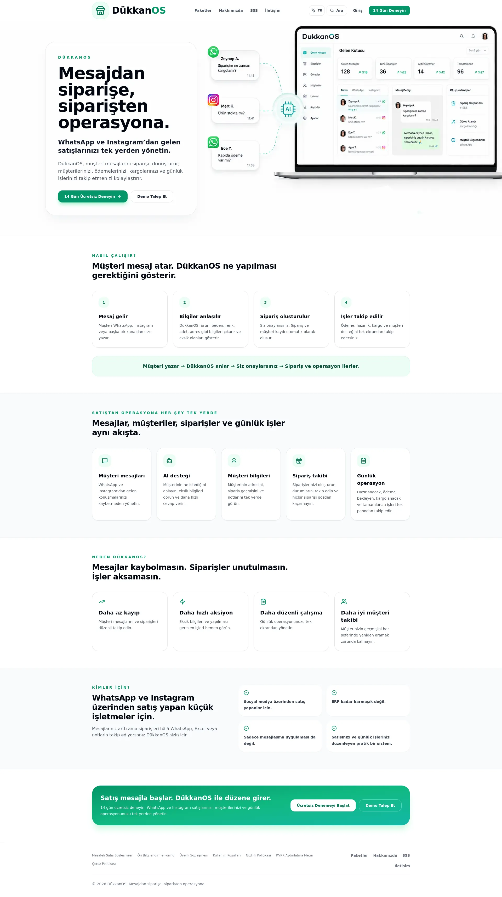Screenshot of the DukkanOS product page