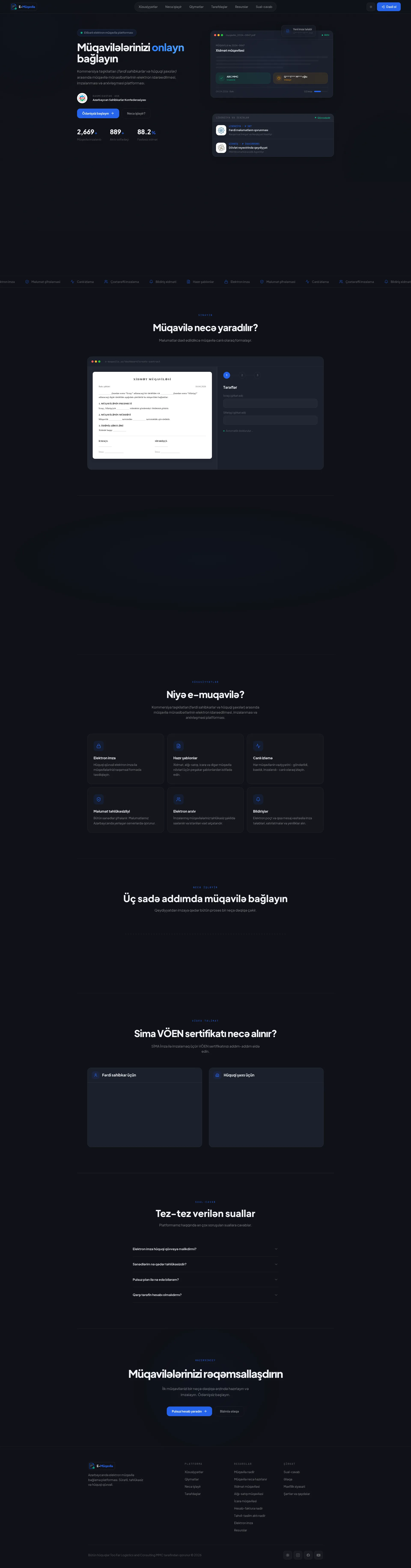 Screenshot of the E-Müqavilə product page