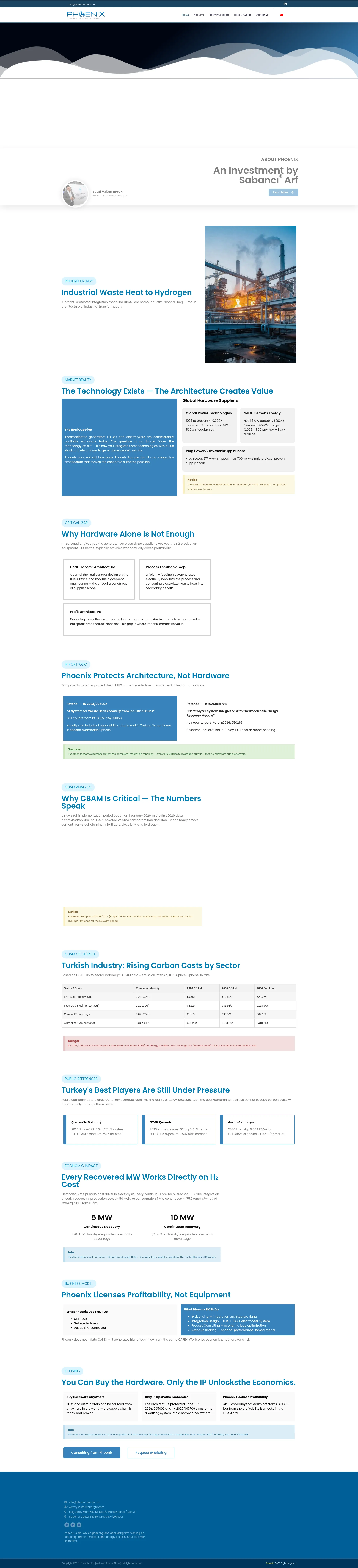 Screenshot of the Phoenix Enerji A.Ş. product page
