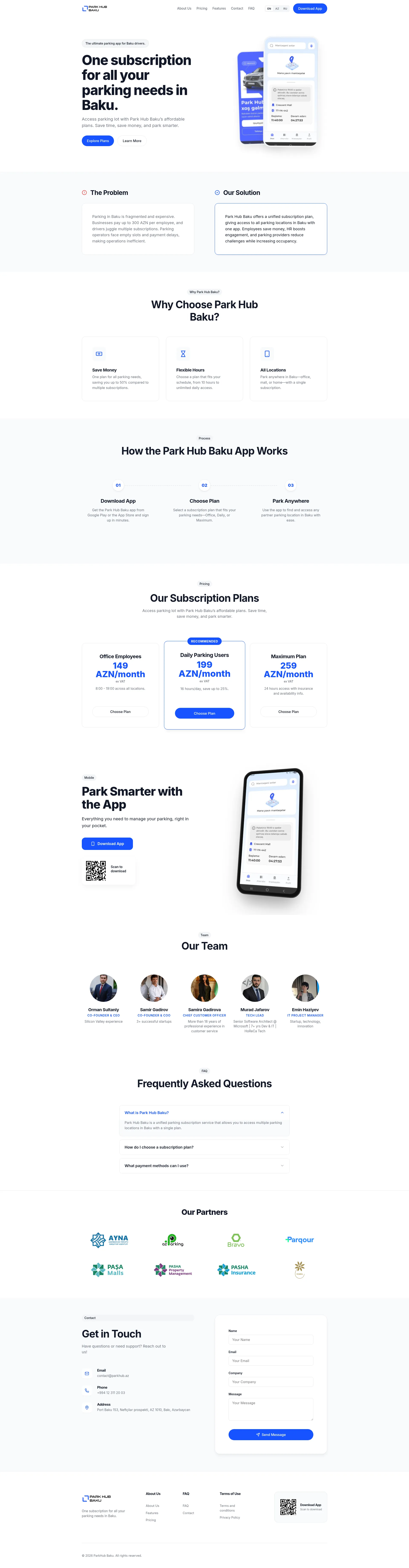 Screenshot of the Park Hub Baku product page