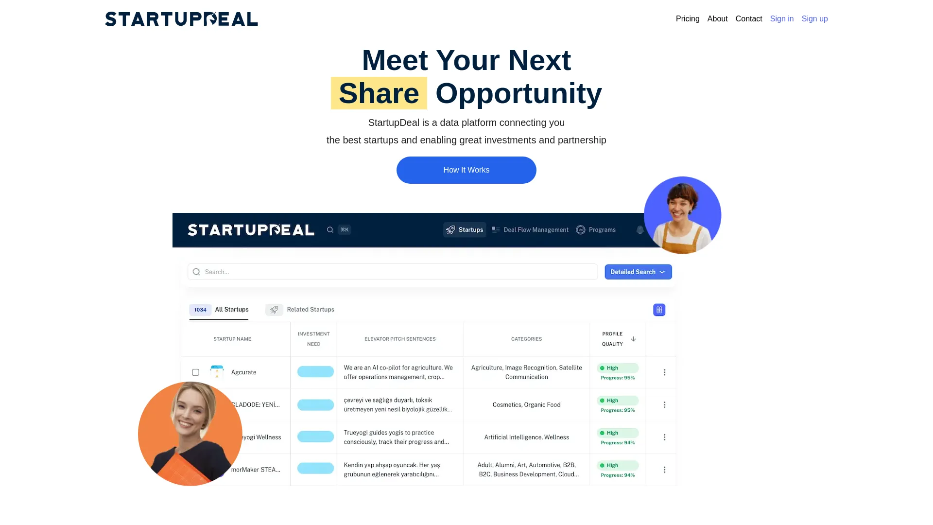 Screenshot of the StartupDeal product page