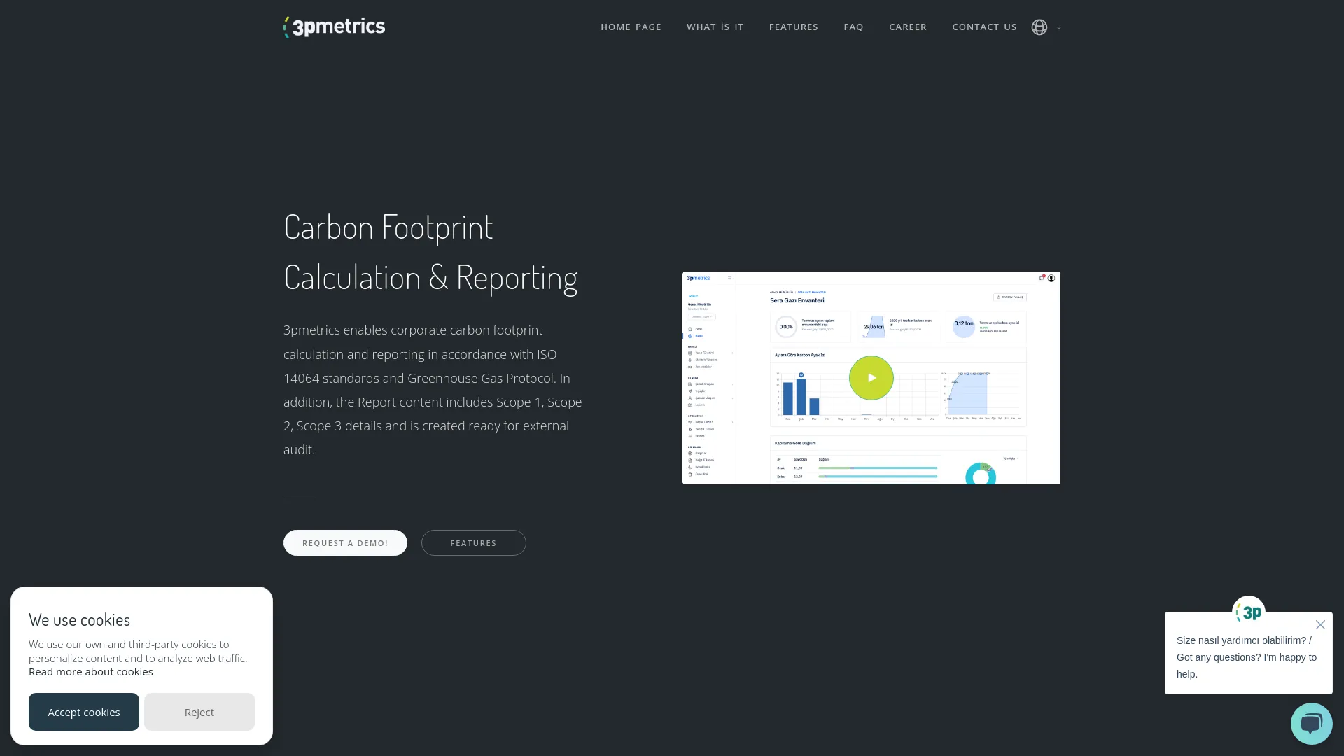 Screenshot of the 3pmetrics product page